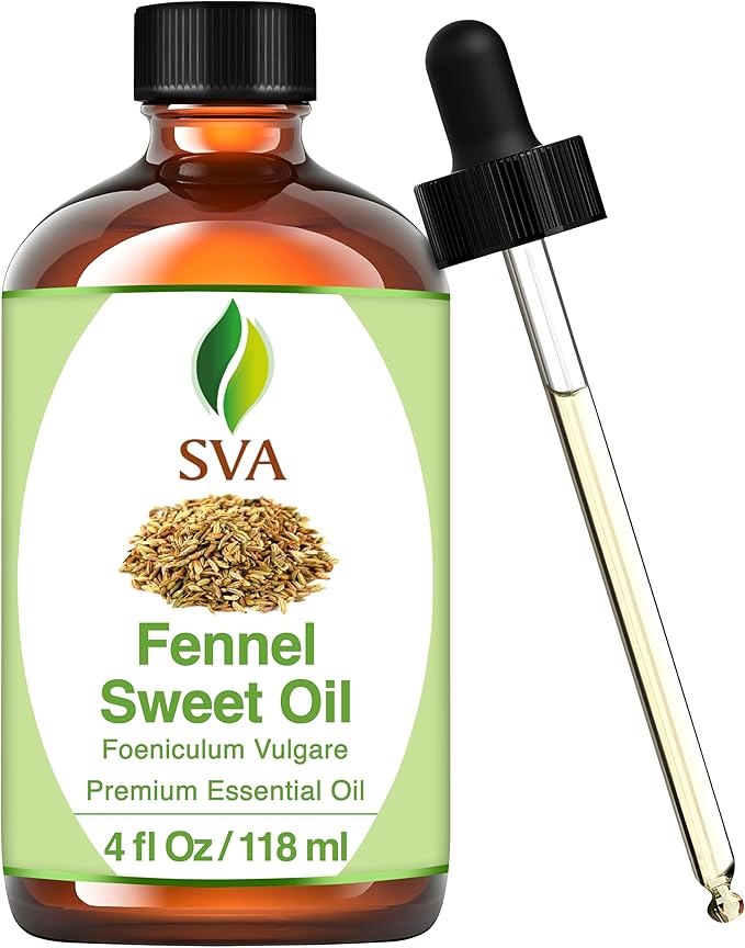 SVA Sweet Fennel Essential Oil, Glass Bottle with Dropper, 4 Fl Oz (118 ml)