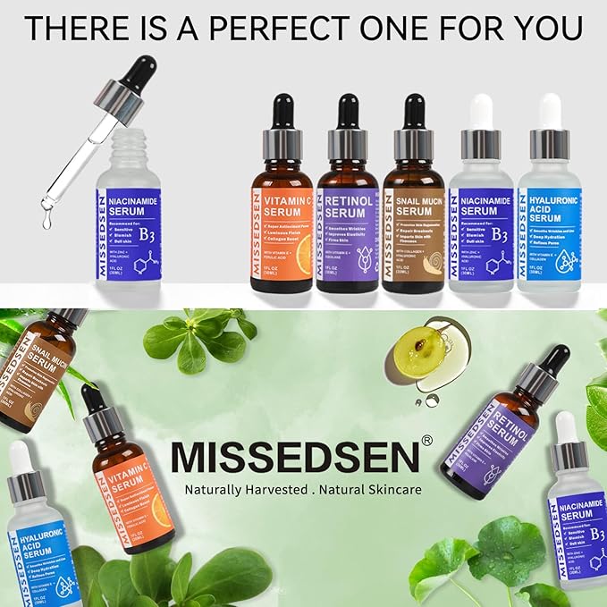 MISSEDSEN Niacinamide Serum for Face with Zinc & Hyaluronic Acid, 1 Oz