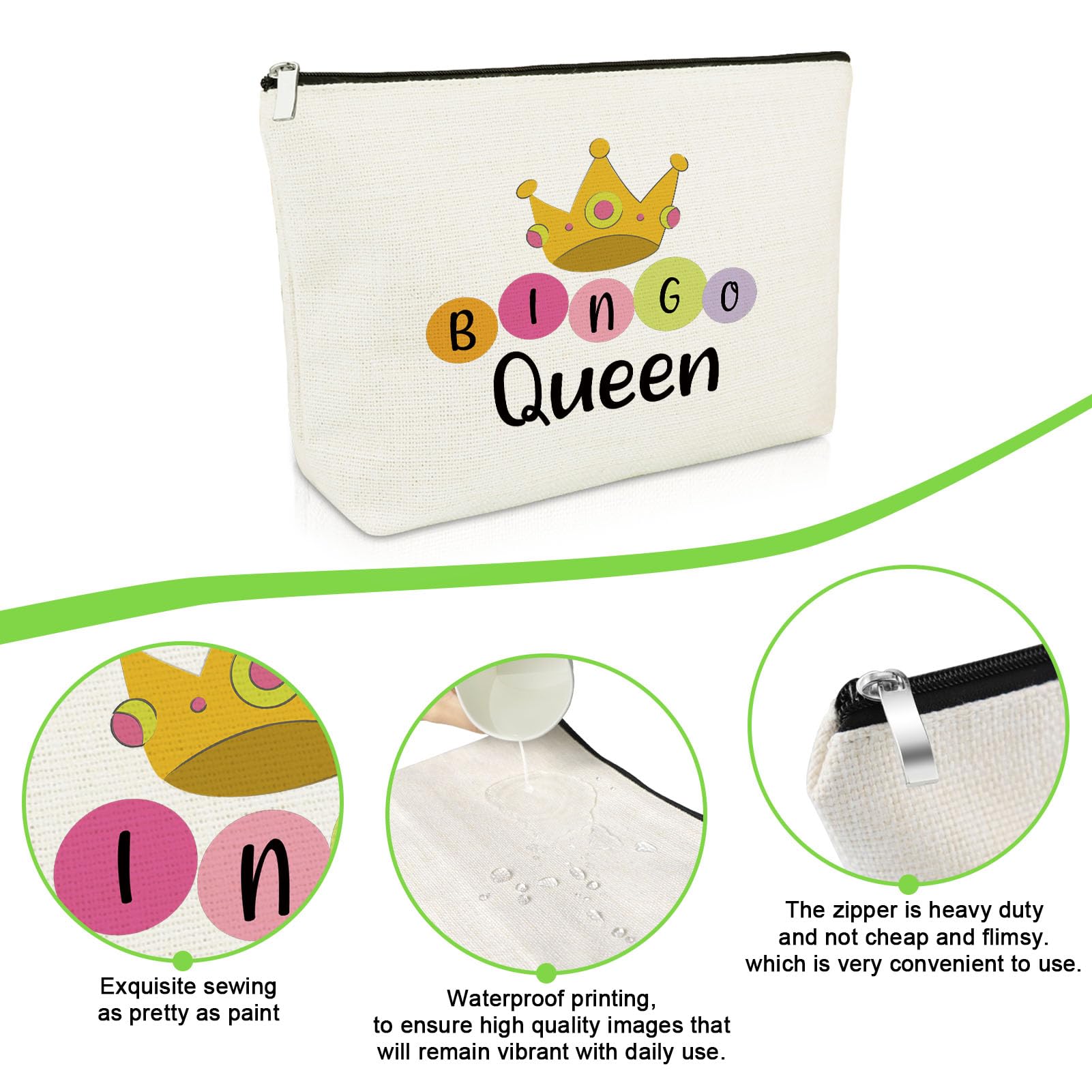 Bingo Gifts for Women Makeup Bag Bingo Lovers Gift Gambling Presents for Women Best Friend Sister Game Player Birthday Presents Casino Lovers Cosmetic Bag Christmas Graduation Travel Cosmetic Pouch