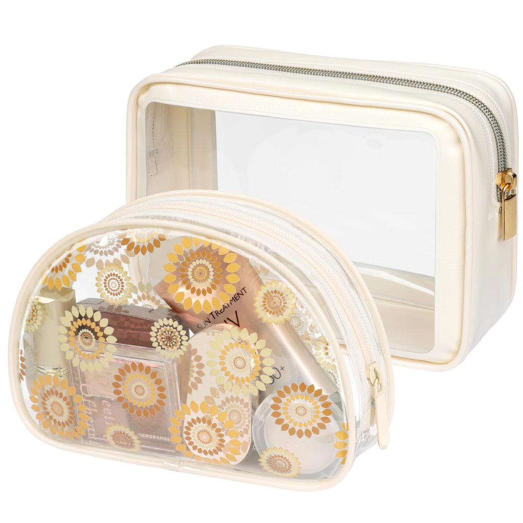 PACKISM Clear Makeup Bag - 1 Medium 1 Shell Bag TSA Approved Toiletry Bag