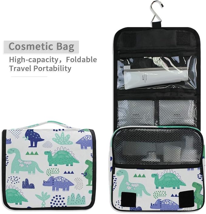 senya Hanging Travel Toiletry Bag Dinosaurs Creative Kit Makeup Case Cosmetics Organizer for Men Women