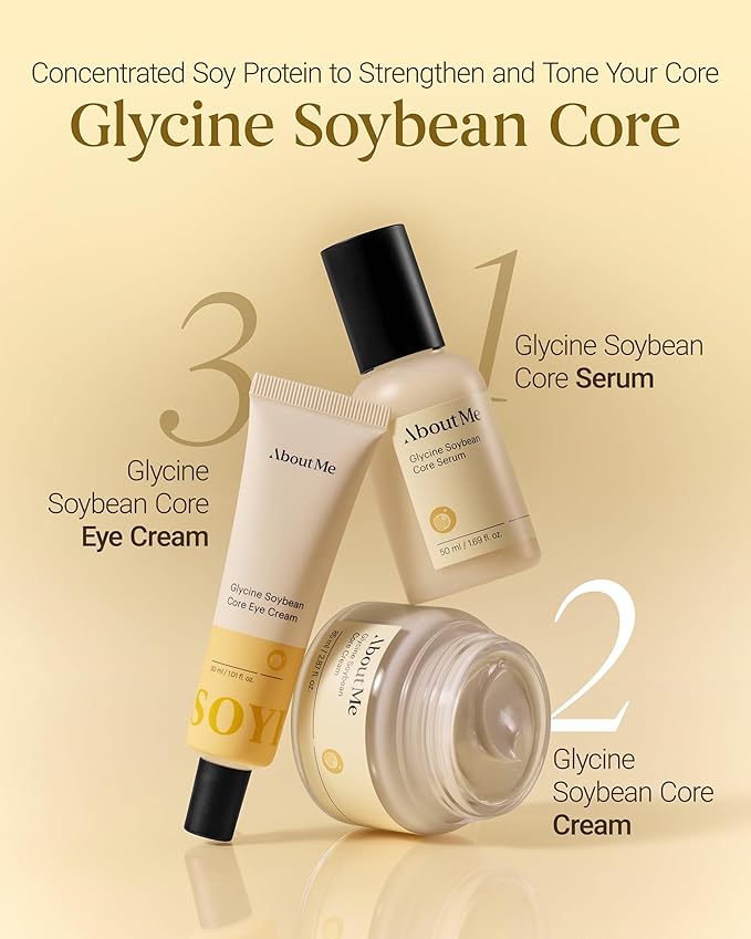 About Me Korean Soy Protein Face Cream - Glycine Soybean Core Moisturizer with 13 Peptides, Hydrolyzed Soy + Niacinamide + Hinoki + Cocoa, Skin Density Firming, Vegan Fragrance-Free, 2.87 fl oz