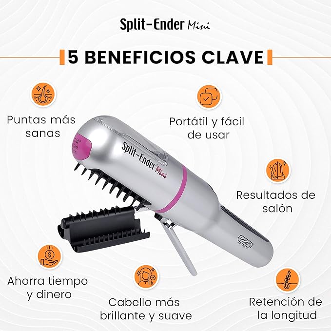 Split Ender Mini – Original Cordless Split End Hair Trimmer for Dry, Damaged, Brittle, Broken, Curly, Frizzy, or Straight Hair – Battery Operated (3 AAA) – At Home Hair Care & Styling Tool – Pink