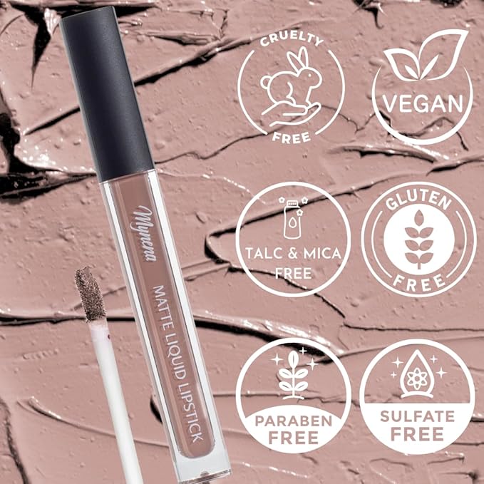 Mynena Hydrating Taupe Nude Matte Liquid Lipstick Long Lasting - Sandy
