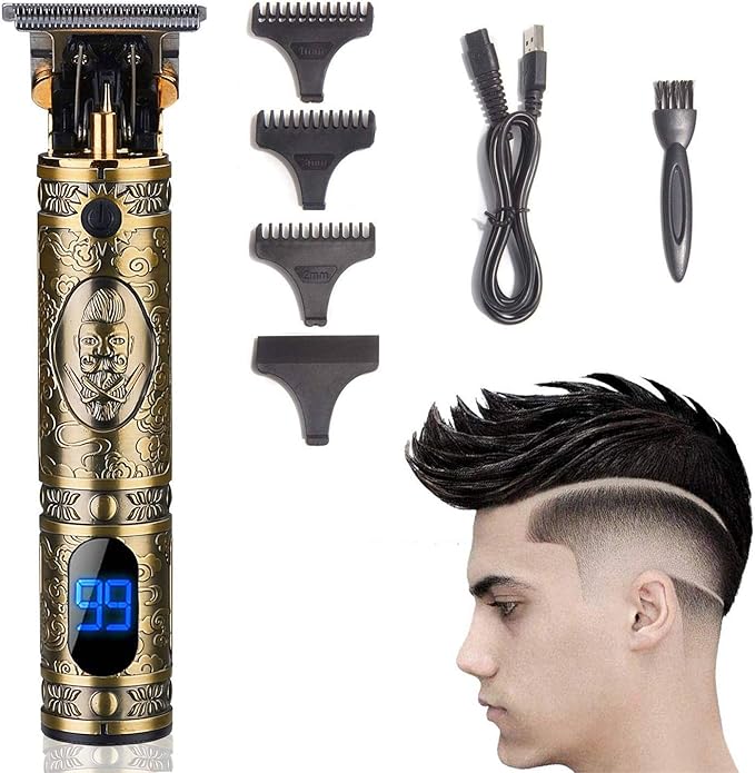 daydayone Beard Trimmer Hair Clippers for Men, Professional T-Blade Trimmer Cordless Rechargeable Hair Edgers Clippers Electric Beard Shaver with LED Display