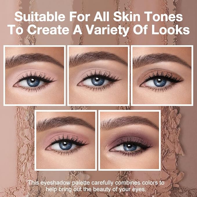 JUAAZIN 5 Colors Matte Eyeshadow Makeup Palette, 5 Natural Nude Brown Light Brown Cool-Toned Eyeshadow, Looks for Brown Eyes Women Finish Long Wearing Waterproof Professional Eye Makeup 02#