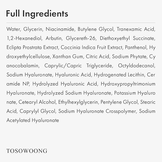 TOSOWOONG Niacinamide 10% + Tranexamic Acid 4% Serum for Radiant Glass Skin
