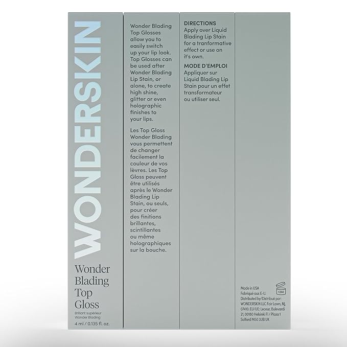 Wonderskin Lip Gloss - Blue Glitter Top Gloss, Long Lasting Gloss
