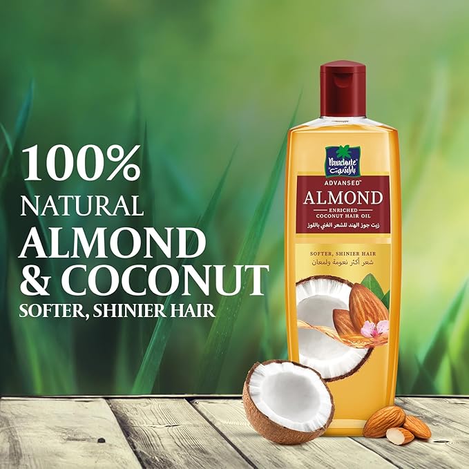 Parachute Advansed Almond Hair Oil with Coconut|For Soft & Silky Hair| Boosts Shine & Softness| No Parabens & Silicones| All Hair Types| 6.7 fl.oz