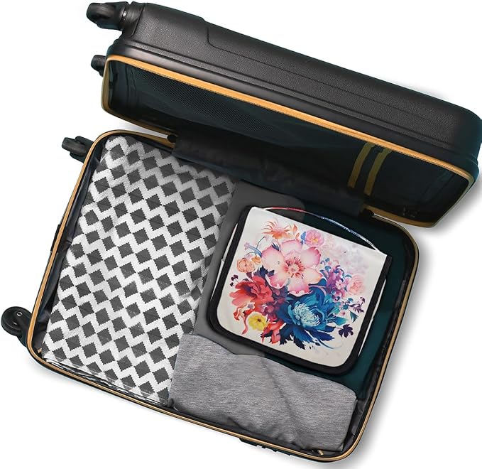 YoYoYuchong Travel Toiletry Bag for Women & Men Colorful Art Flowers Hanging Cosmetic Organizer Portable Waterproof Makeup Case Make Up Bag with Compartments Travel Essentials for Bathroom Shower