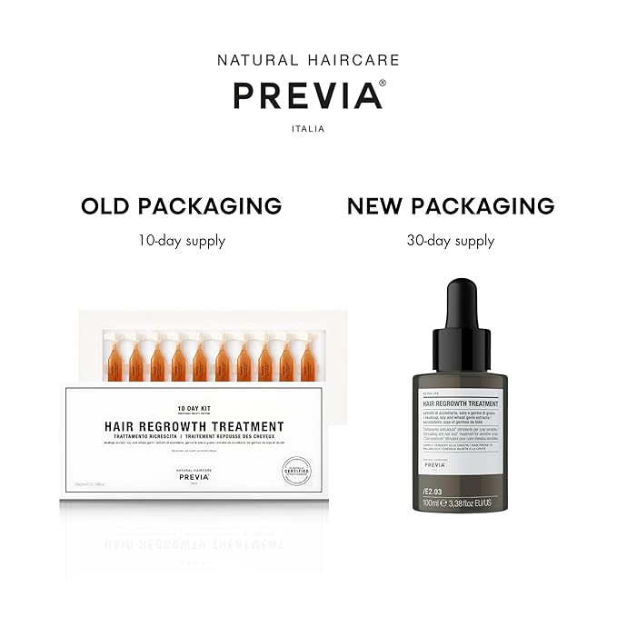 PREVIA EXTRA LIFE HAIR REGROWTH TREATMENT | Natural Hair Strengthening Formula with Skullcap Extract Soy & Wheat Germ for Thicker Fuller Hair & Scalp Rejuvenation | 3.38 oz