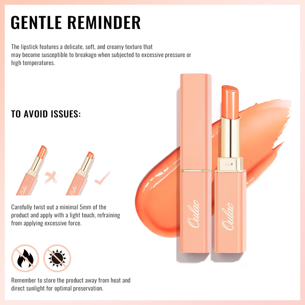 Oulac Pale Pink Lipstick Shine for Women, 2 in 1 Glossy Light Pink Tinted Lip Balm, Hydrating Lipstick for Dry Lips, Moisture Shine Sheer Juicy Finish Vegan 2.2g/0.07oz (20)