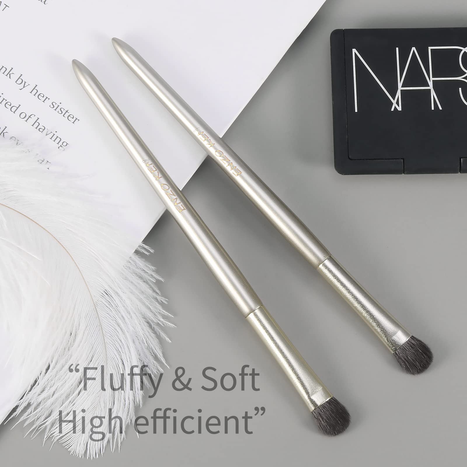 ENZO KEN Natural Goat Hair Eye Shadow Brush, Large Smudge Eyeshadow Brush, Shader Eye Shadow Brushes, Eye Shader Brush, Single Eyeshadow Brushes, Eyeshadow Blending Brush, Single Makeup Brushes. E203L