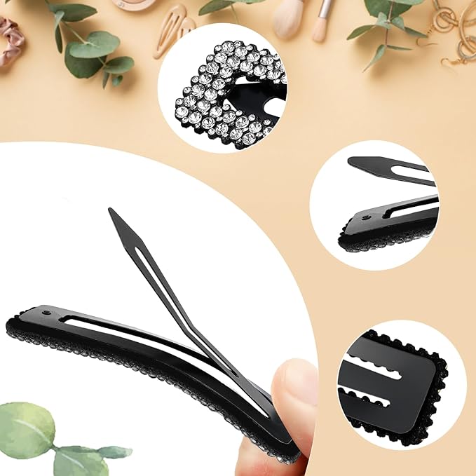 Kanprincess Rhinestone and Crystal Hair Clips 2-Pack, Sparkly Barrettes & Elegant Bling Accessories for Women & Girls(Set7)