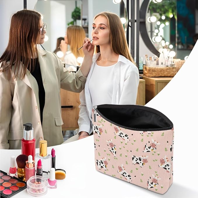 XFN Cow Gifts, Cow Print Stuff Makeup Bag, Cosmetic Bag Travel Pouch, Animal Lovers Friendship Graduation Birthday Gifts for Women Girls Daughter Sisters Wife Best Friend