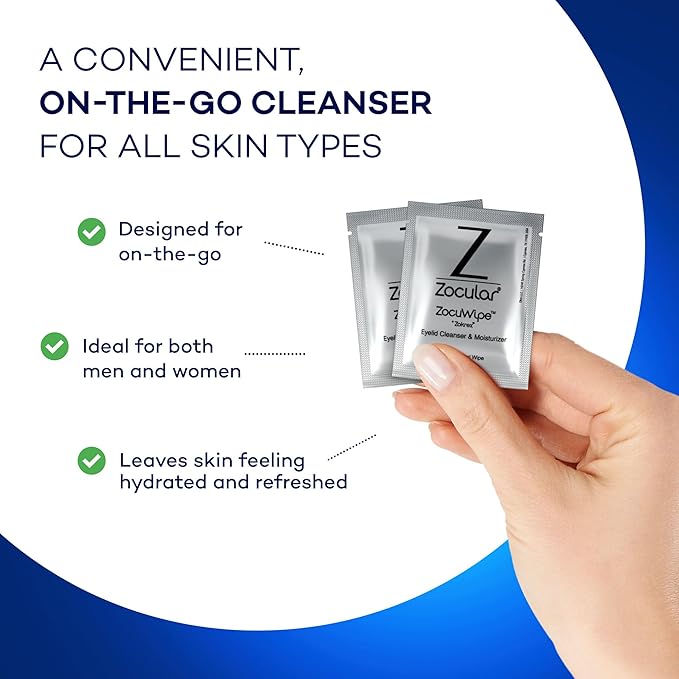 Zocular Zocuwipe Eyelid Wipes, Gentle Cleansing & Moisturizing, 30 Count