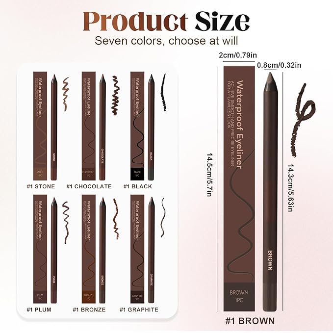 Eyeliner Pencil, Long Lasting Smudge-Proof Professional Eyeliner, Smooth and Easy to Apply, Effortlessly Create Any Look (Black)