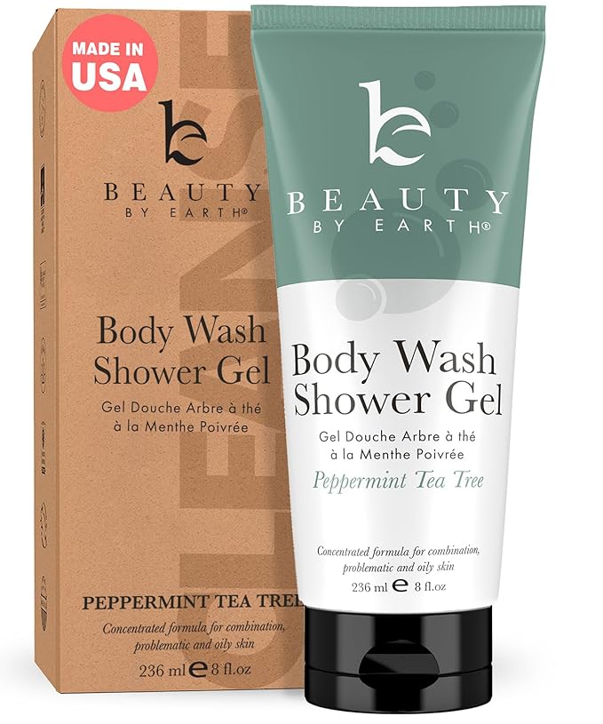 Peppermint Tea Tree Oil Shower Gel Body Wash - Made in USA & Non Toxic