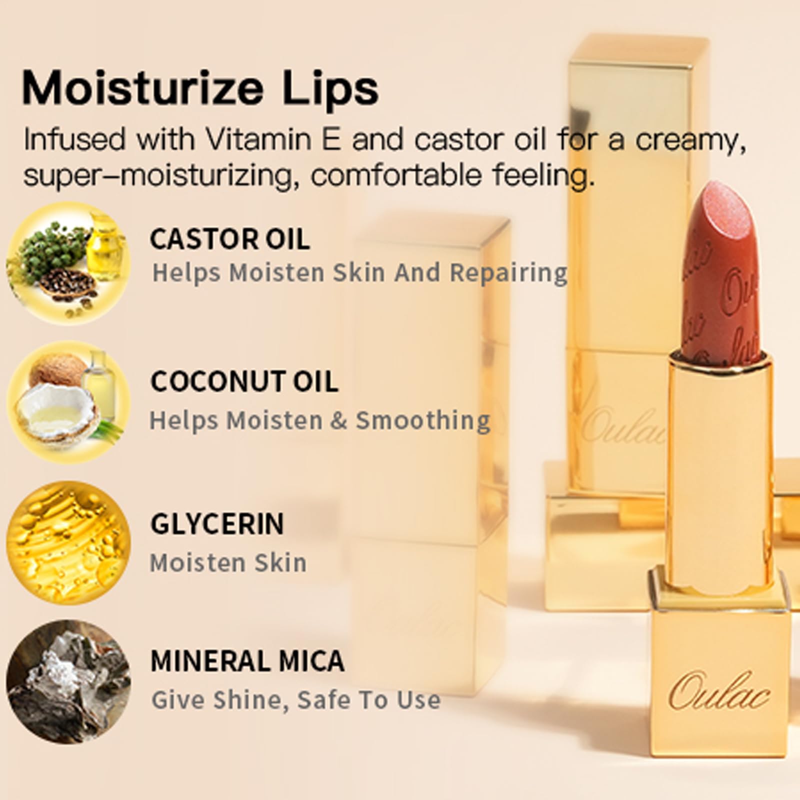Oulac Maple Matte Lipstick with Glow Metallic Finish - Vegan Lipstick for Women, Creamy Texture, Hydrating Clean Beauty Formula, High-End Magnetic Hook Design, GM07 Outrageous