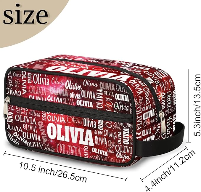 KFNHN Personalized Name Travel Makeup Bag for Women Red Galaxy Universe