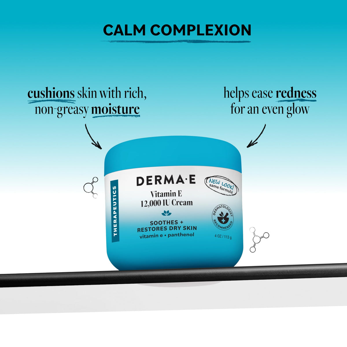 DERMA E Vitamin E Cream 12,000 IU Face Cream, 4 Oz Soothing & Protecting