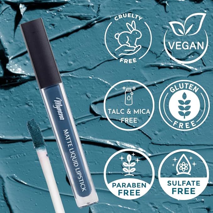 Mynena Hydrating Deep Teal Green Matte Liquid Lipstick Long Lasting - Ivy