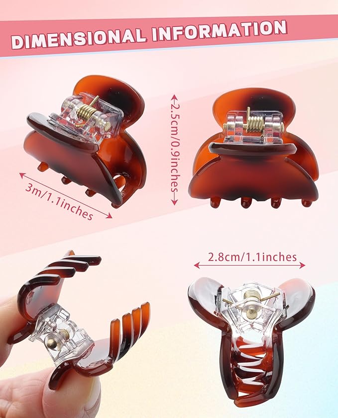CHLINS 12 Pcs Small Hair Clips for Women, Cute Acrylic Mini Claw Clips Accessories for Thin Fine Hair, Non-Slip Little Jaw Clamps for Half Updo Styling & Bangs