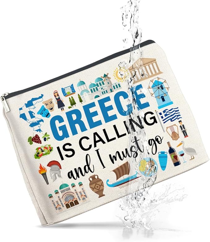 UPNEGE Greece Travel Gifts Makeup Bag Souvenir for Women Friends Traveler