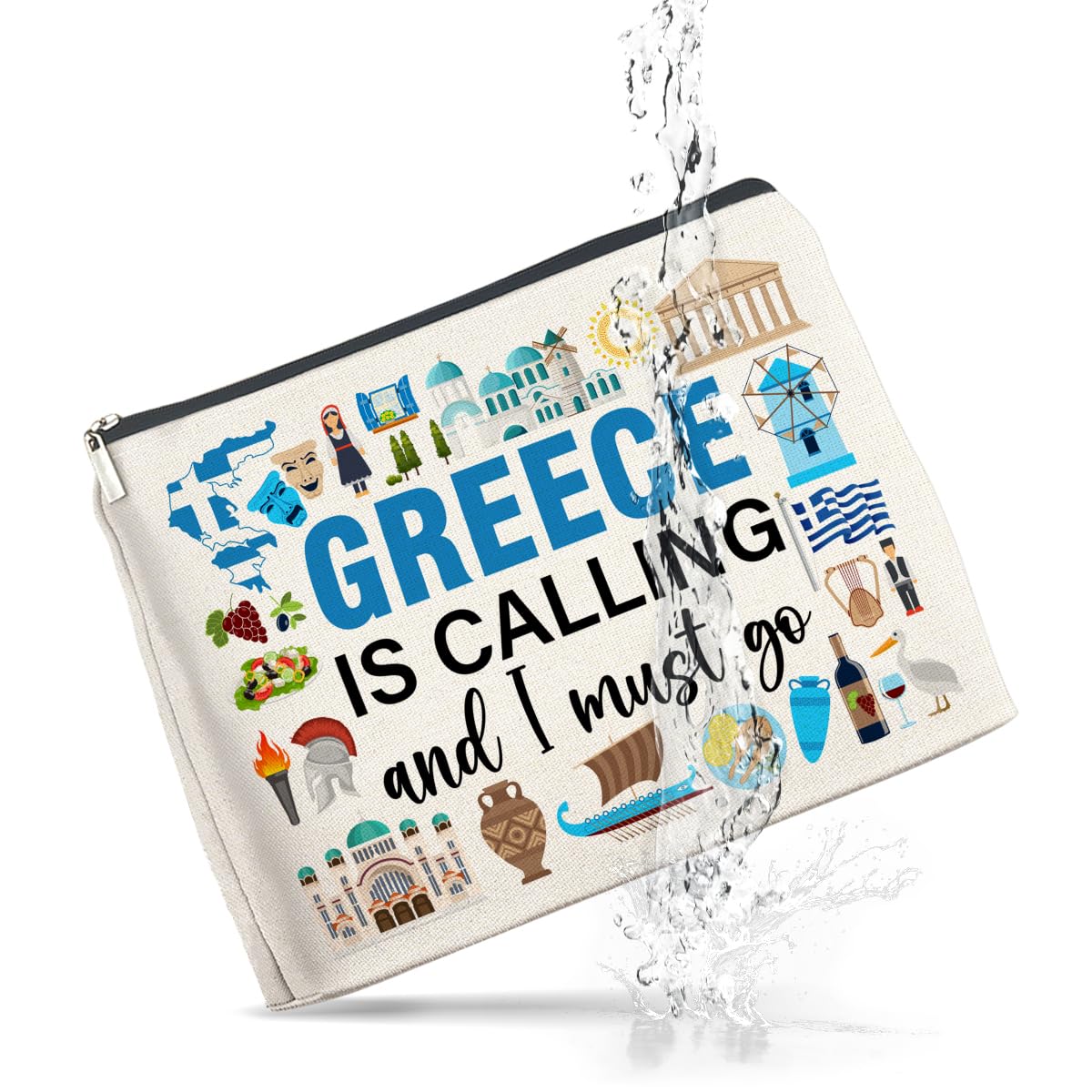 UPNEGE Greece Travel Gifts Makeup Bag Souvenir for Women Friends Traveler