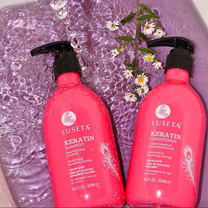 Luseta Keratin Shampoo & Conditioner Set for Damaged Hair, Smooth Care