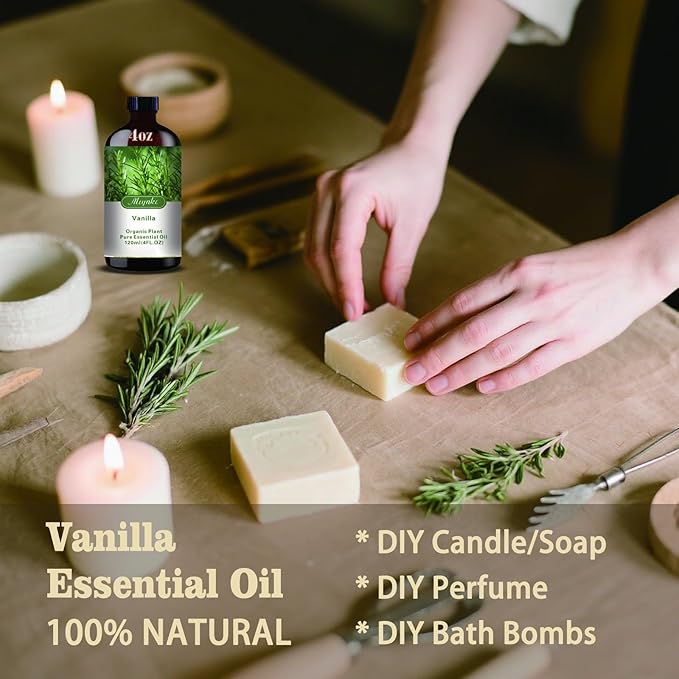 MLYNKL Vanilla Essential Oil,Vanilla Oil for DIY Candles Home,4 fl oz