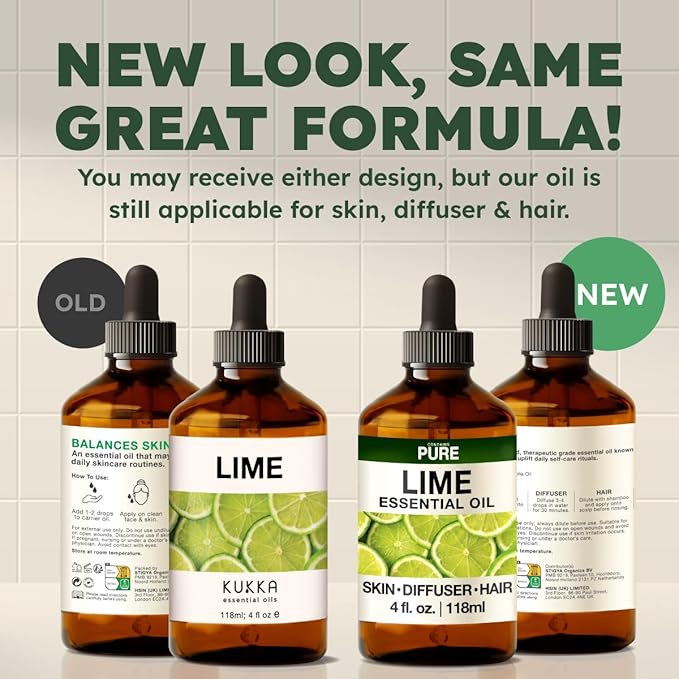 100% Pure Lime Oil - 4 Fl Oz Lime Essential Oil for Hair, Skin, Diffuser, Aromatherapy & DIY Soap Making Scent