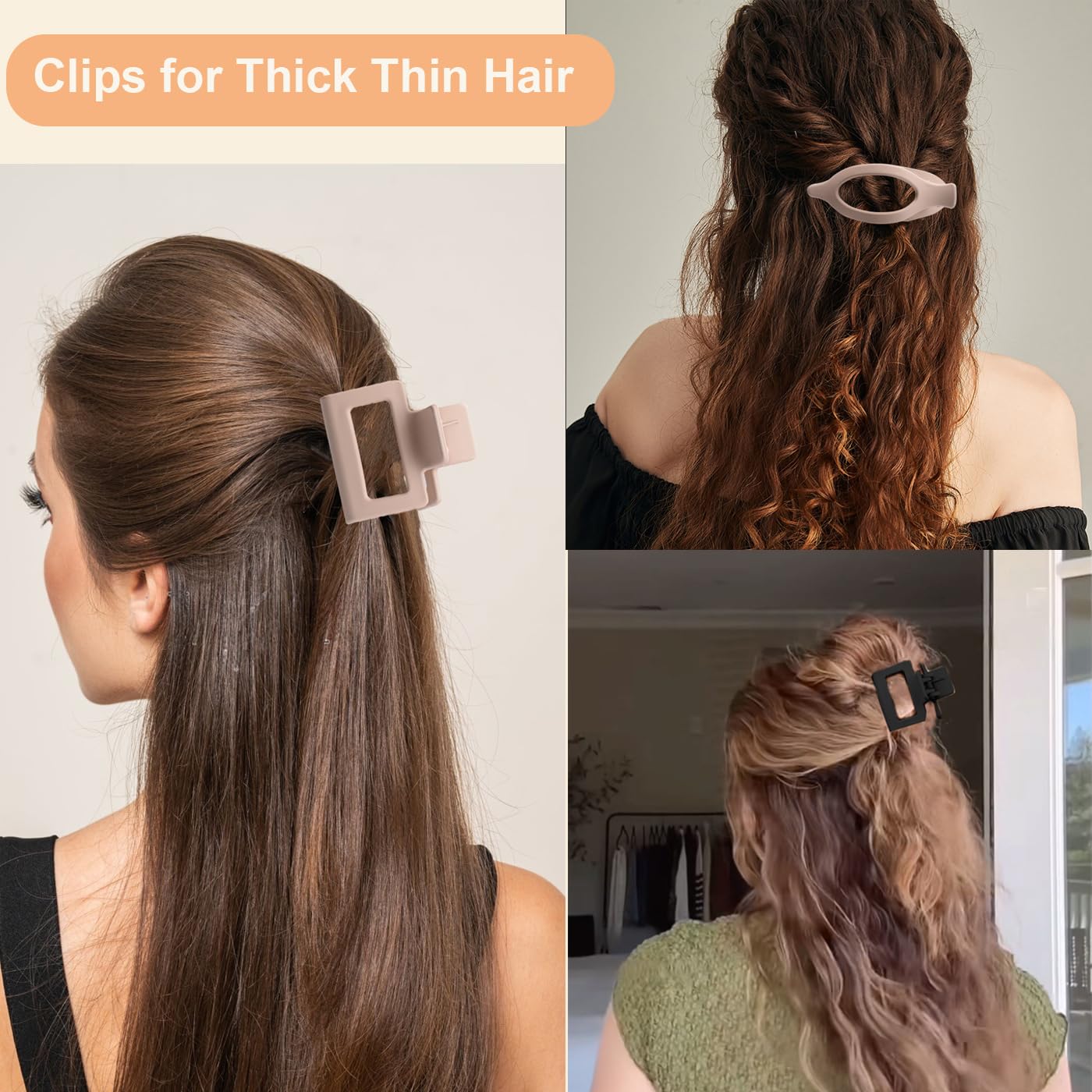 Mehayi 9 PCS Matte Hair Clips Claw for Women Girls, 3 Styles Nonslip Small Hold Strong Hold Cute Jaw Clip Barrettes for Thick Thin Long Short Hair, Fashion Acrylic Hair Clamps Styling Accessories