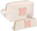 Sernaxi Personalized Initial Makeup Bag Trendy Stuff Corduroy Cosmetic Bag Travel Toiletry Bag, Valentine’s Day Gift Makeup Organizer Case & Makeup Pouch for Women Teen Girls Mom Girlfriend Wife