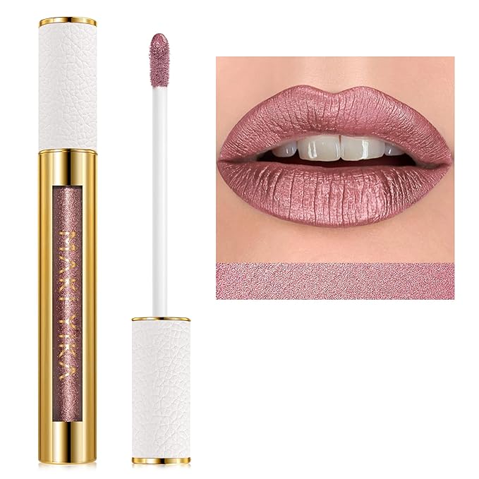 MAKI YIKA Metallic Pink Lipstick for Women Nude Lipsticks Long Lasting