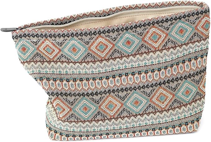 BBORGDC Stylish Jacquard Makeup Bag - Large Capacity Cosmetic Pouch & Travel Toiletry Organizer with Zipper, Perfect for Daily Use & Gifts