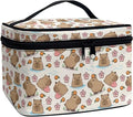 JoyLamoria Lightweight Cosmetic Case Travel Makeup Bag Cosmetic Pouch Tote Purse Cosmetic Bag with Floral Hippo Print