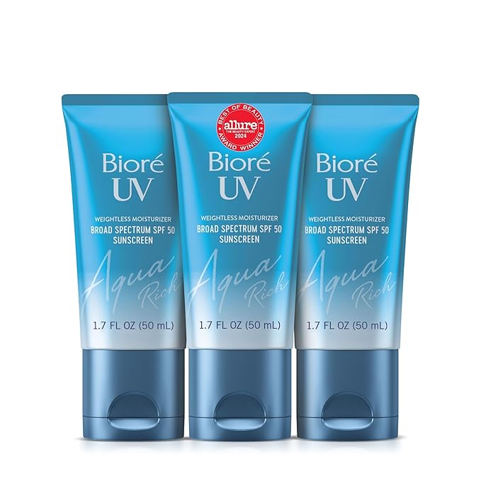 Biore UV Aqua Rich Moisturizer SPF 50 Facial Sunscreen, 1.7 fl oz, 3pk