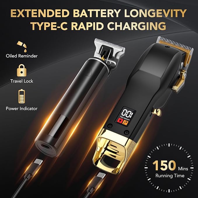 YOGINGO Professional Hair Clippers for Men, Barber Hair Cutting Kit Cordless, Rechargeable Grooming Set Gifts for Men