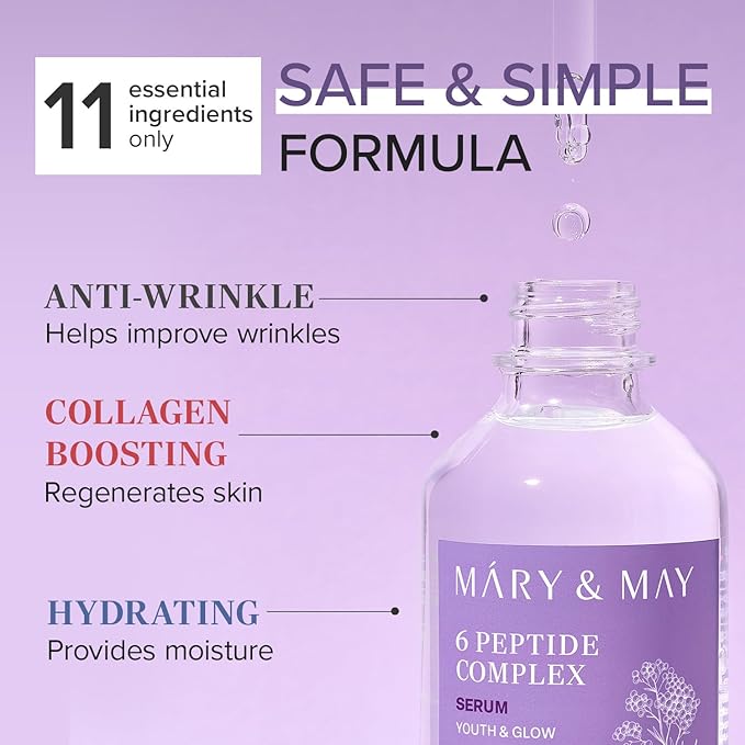 Mary&May 6 Peptide Complex Serum, Value Size, Face & Neck 2.71 fl.oz
