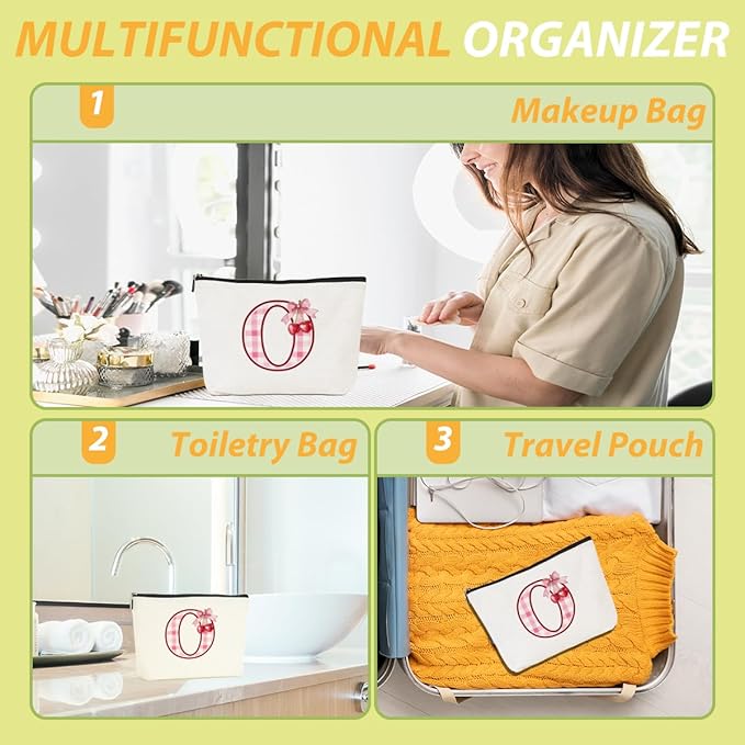 CQM Cherry Bag Initial O Makeup Bag Cherry Gifts for Women Cosmetic Bags