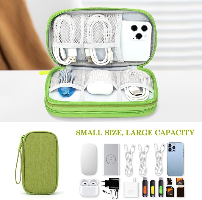 FYY Electronic Organizer, Travel Tech Pouch Bag, Cable Organizer Green