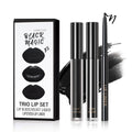 QIUFSSE 3 in 1 Black Lip Liner and Lipstick Lip Gloss Set (12 Black Magic)
