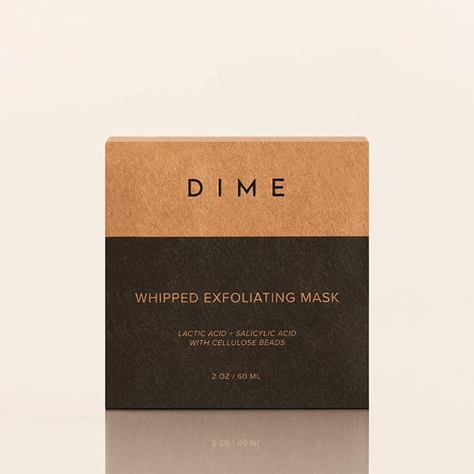 DIME Beauty Whipped Exfoliating Face Mask - Gentle Scrub with Salicylic Acid, Lactic Acid and 3-Size Cellulose Beads, Pore Cleansing, Smoothing Facial Exfoliator - 2 oz / 60 ml
