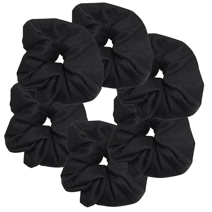 Motique Accessories Large Scrunchies for Women, Pack of 6, Black