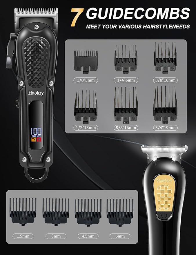 Haokry Hair Clippers & Trimmer for Men,Professional Barber Clippers and Trimmers Set,Mens Cordless Hair Clipper for Barbers Haircut Kit,Beard Trimmer,Rechargeable Electric Shaver