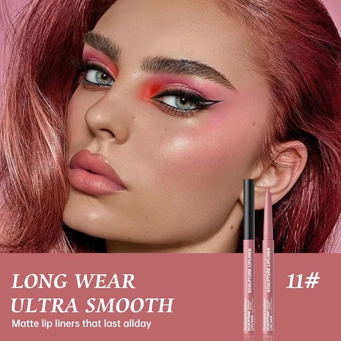 Hxssll 12 Colors Matte Lip Liner Pencil – Long Lasting Waterproof Lip Liner, Smudge Proof Transfer Proof Lip Pencil, High Pigment Lip Makeup for Defining & Filling Lips (11#, 1PCS)