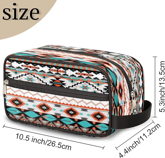 Pardick Aztec Ethnic Aztec Geometric Travel Toiletry Bag for Women Men Organizer Cosmetic Makeup Bag Waterproof Lightweight Shaving Bag Dopp Kit Large Capacity for Toiletries and Shaving Accessories