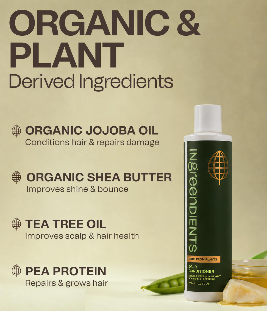 Ingreendients Tea Tree Hair Conditioner - Organic, Sulfate-Free, Color-Safe, Silicone-Free, Cruelty-Free, with Shea Butter and Jojoba Oil