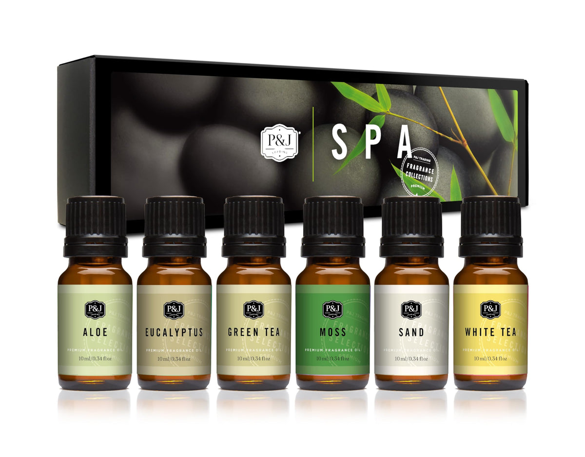 P&J Fragrance Oil Favorites Set | Fresh Cotton, Amber, Leather, Strawberry Shortcake, Lilac, Vanilla for Candle Making, Soap Making Supplies, Diffuser Oils Scents